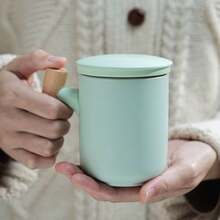 2026新款陶瓷马克杯套装，含盖、茶漏和分隔器，适合家庭/办公室情侣茶/咖啡杯，礼盒装，派对/生日/纪念礼品 - 彩色 - 查看 3