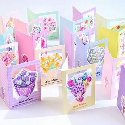 20pcs Children's Birthday Cards + 20pcs Kraft Paper Envelopes + 2pcs Sealing Stickers, Hollow Floral Pattern, Foldable Birthday Greeting Cards. Handwritten Blessing Message Cards, Suitable For Family, Children's Birthday Supplies, Boys' Gifts, Girls' Gifts, Classroom Supplies, School Supplies, Household Items, Children's Birthday Greeting Cards, Birthday Gifts, Mother's Day Thank You Cards, Thank You Cards