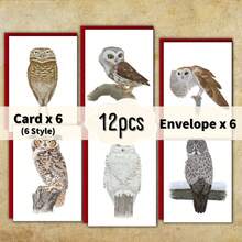 12pcs Owl Themed Greeting Cards With Envelopes, Fun Birthday Cards Suitable As Gifts For Anyone - A - View 8