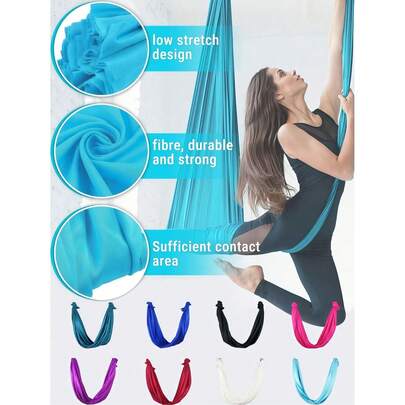 1件装丝绸瑜伽吊床/秋千，1.5x2.8米。适用于瑜伽倒立、力量训练（不含配件）。8种颜色可选。家用空中丝绸瑜伽吊床/秋千，适合在家或户外进行倒立练习 | 易于安装，增强力量、平衡感并缓解背部疼痛 | 可调节肩带，承重达600磅（约272公斤），空中瑜伽吊床/秋千可增强瑜伽倒立、柔韧性和核心力量，梯形加长吊床，反重力天花板悬挂带，用于倒立练习。