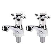 2Pcs Victorian Cross Handle Hot & Cold Basin Taps, Polished Pillar Taps For Kitchen & Bathroom - 2pcs - View 6