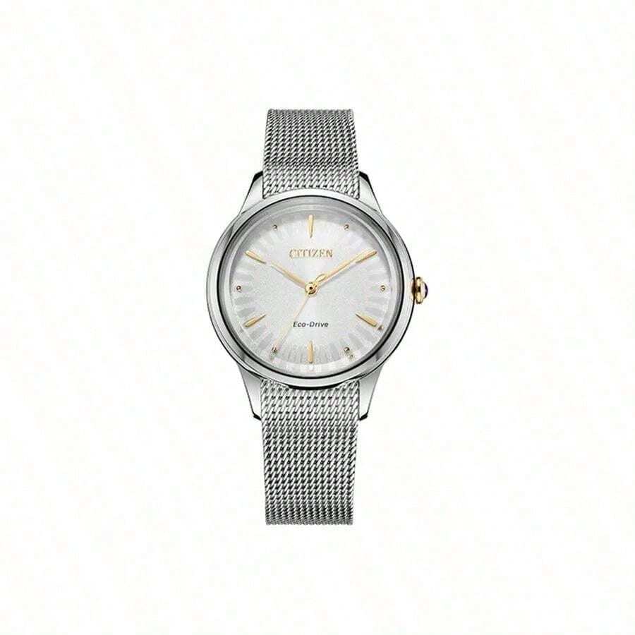 CITIZEN 33mm Precision Series Waterproof Fashionable Casual Lightweight Quartz Movement Stainless Steel Strap Japanese & Korean Style Ladies Watch - White - View 1