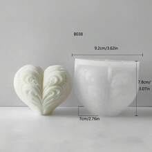 心形硅胶蜡烛模具 DIY 情人节手工香薰蜡烛礼物石膏 - 白色 - 查看 5