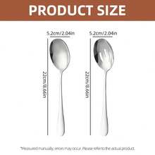 2件套/6件套银色餐具，包括1个汤勺和1个漏勺，采用优质不锈钢制成，适用于自助餐、派对、婚礼和其他场合。 - 查看 2