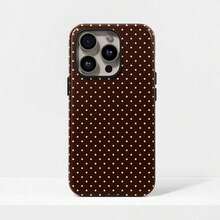 Pink & Brown Polka Dot Phone Case, Cute Y2K Style. Compatible With IPhone 17, 16, 15, 14, 13, 12, 11 Pro Max Plus Models - 款式2(1pc) - 查看 1