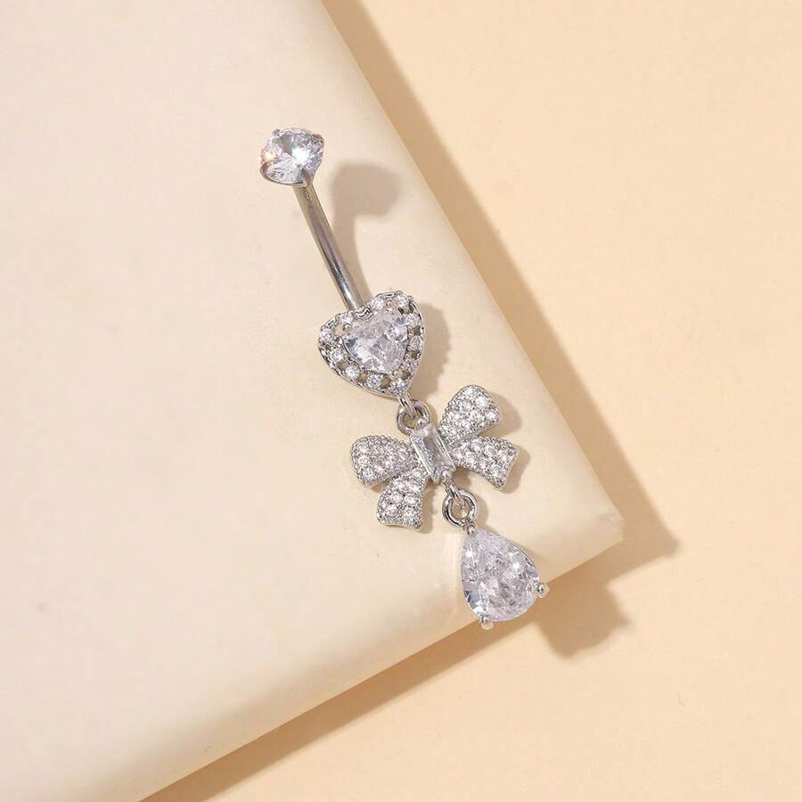 1 pieza Anillo de ombligo de titanio de estilo elegante para uso diario - plata - Ver 1