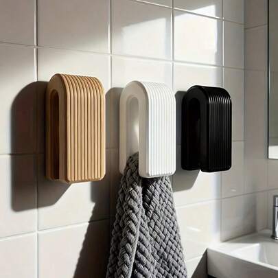 1pc A 3D Printed Automatic Locking Towel Rack, Gravity Wall-Mounted Rack, Modern Japanese Style, Highly Decorative, Requires Double-Sided Tape For Installation, Suitable For Bathrooms, Comfortable For Towels, Bath Towels, Bathrobes. Ideal For Valentine's, Easter, Weddings, Ramadan, Carnivals