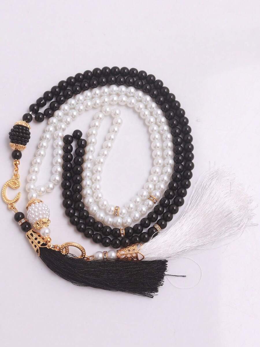 1pc 99 Beads Muslim Prayer Beads, 6mm Glass Faux Pearl Tasbih, Middle Eastern Cross-Border Wholesale, Original Design Unisex Bracelet - Bracelets - View 1