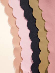 5pcs/Pack Women's Seamless Triangular Panties, Comfortable Silk-Like Fabric, Wavy Hem Solid Color Simple Ladies' Home Triangular Briefs - Multicolor - View 4