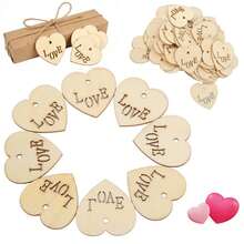 50 Piezas Etiquetas Colgantes de Madera en Forma de Corazón, Superficie Lisa, para San Valentín, Amor, Decoración del Hogar, Manualidades y Regalos - Más - Ver 1