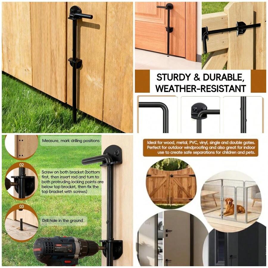12' Heavy Duty Cane Bolt Gate Drop Rod - Extra Thick Solid Steel Ground ...