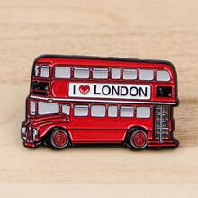 Vintage London Bus Enamel Badge, Cartoon Car Yellow School Bus Brooch Metal Pin, Backpack Clothing Accessory, Friend Gift - Black - View 8