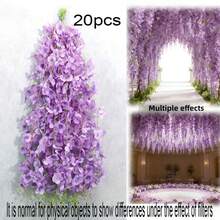 10支紫色人造紫藤花，户外仿真悬挂花环，适合家居和婚礼装饰，是复活节、母亲节、情人节、感恩节等节日装饰和墙面装饰的完美之选。 - 彩色 - 查看 13