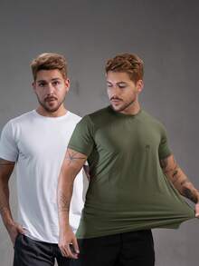 Kit 2 Dry Fit Polyamide T-Shirts - Blanco / Verde - Ver 1