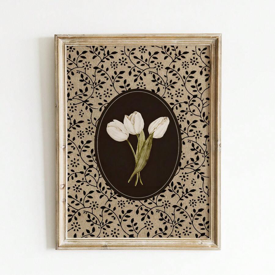 Tranh in hình hoa tulip phong cách retro không khung, màu nâu, tranh trừu tượng cổ điển, tranh thực vật, trang trí hoa lá thời trang cho phòng khách, phòng ngủ, ký túc xá, trang trí phòng, mùa tựu trường, áp phích độc đáo, trang trí cổ điển, đồ dùng cần thiết cho ký túc xá sinh viên. - Hoa tulip cổ điển - Xem 1