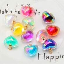 10pcs 19mm Heart Shaped Pendant, DIY Jewelry Making, Valentine's Day - Multicolor - View 11