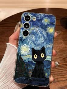 1个彩色星空黑猫图案软手机壳，兼容华为、荣耀、Galaxy等手机，国际版，非国内版 - 無色 - 查看 4