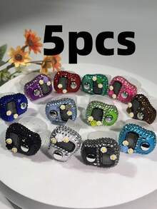 Anillo contador de dígitos decorado con rhinestones - Diseño floral brillante de contador de dedos, adecuado para uso diario/fiesta, anillo contador de dígitos de dedos con cristales incrustados - Herramienta de conteo de dígitos con estilo multicolor brillante - Multicolor - Ver 19