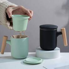 2026新款陶瓷马克杯套装，含盖、茶漏和分隔器，适合家庭/办公室情侣茶/咖啡杯，礼盒装，派对/生日/纪念礼品 - 彩色 - 查看 1