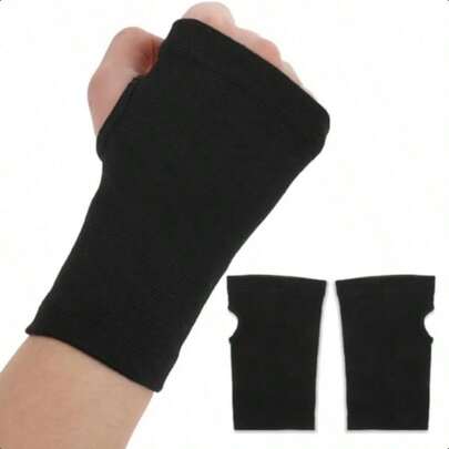 1 双黑色尼龙护腕，掌心保护装备，男女通用，舒适健身手套，适合日常运动和户外活动