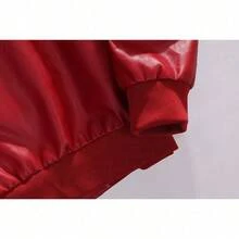 Chaqueta de cuero estilo carrera americana bordado para hombre look urbano audaz marca de alta moda - Rojo - Ver 10