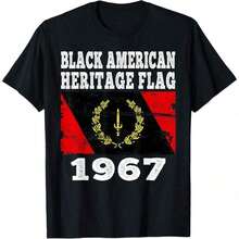Black American Heritage Flag 1967 Vintage T-Shirt - 黑色 - 查看 1