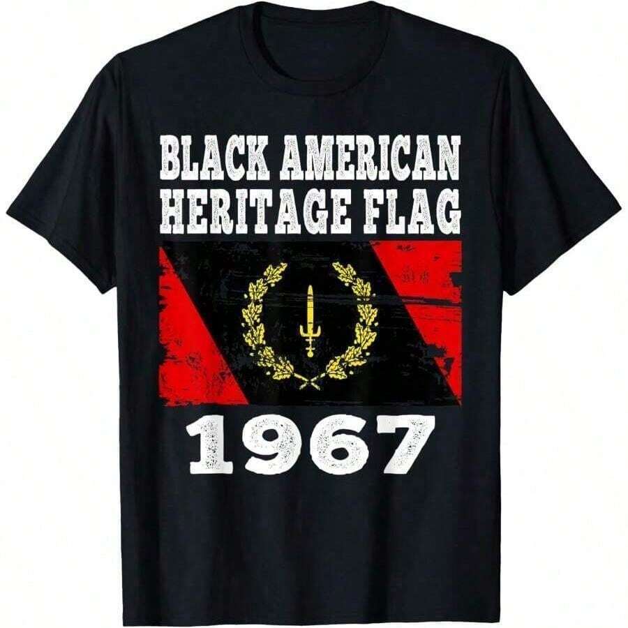 Black American Heritage Flag 1967 Vintage T-Shirt - 黑色 - 查看 1