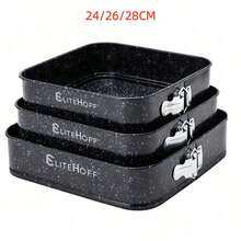 1/3 Packs Thickened Non-Stick Coated Carbon Steel Locking Baking Pan Mold, Cake Mold With Locking Movable Base, Household Kitchen Baking Tools, Baking Tool Set, Cake Mold, 20/22/24/26/28CM, Heart-Shaped, Round, Square, Tall Round - Black 3pcs - View 13