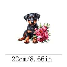 1pc/2pcs/3pcs Puppy And Peony Flower Heat Transfer Printing Patch, DIY Iron-On Fabric Sticker, Suitable For T-Shirts, Hoodies, Baseball Caps, Canvas Bags - 3PCS-s - View 3