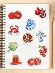 50pcs Mediterranean Tomato Stickers Laptop Handbook Cell Phone Case Stickers - A - View 4