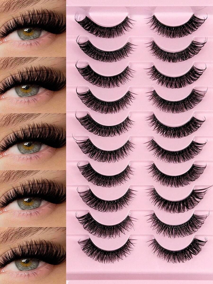 10对假睫毛 猫眼睫毛 透明带狐狸眼睫毛 尾端加长浓密假睫毛 仿貂毛假睫毛 自然妆效假睫毛 短款睫毛嫁接 化妆假睫毛条，睫毛，假睫毛，假睫毛
