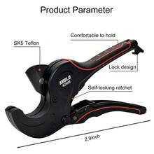 Plastic Pipe Cutter For PEX/PVC/PPR Pipes, Sharp & Fast Cutting Ratchet Cutter With Aluminium Alloy Body, Premium Conduit Pipe Cutter For Plumbing & Household - Black - View 2