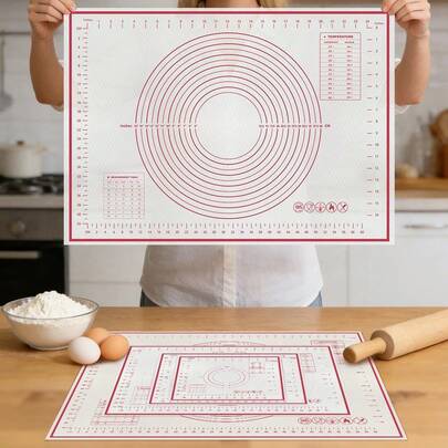 1pc Large Non-Stick Dough Kneading Mat, Baking Mat - Non-Slip Pastry Board Suitable For Cookie Sheets, Dumplings, Cakes, Bread Making & Countertop Protection - Roll-Out Dough, Easy Storage And Cleaning, Baking Accessory - Multiple Sizes Available, Ideal For Holiday Parties, Home Kitchen, Christmas, Easter, Thanksgiving, Valentine's Day