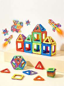 84片/56片儿童磁性积木玩具，强磁性大颗粒，可拼装，STEM早期教育，智力开发，男孩女孩生日礼物 - 彩色 - 查看 5