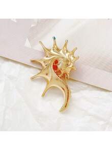 1pc Fashionable Seashell Metal Brooch Accessory, Zinc Alloy Clothing Pin Decoration - A - View 4