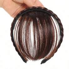 6英寸全头假发，耐热合成黑色头发，带刘海，外观自然，女士假发，圣诞假发 - 彩色 - 查看 16