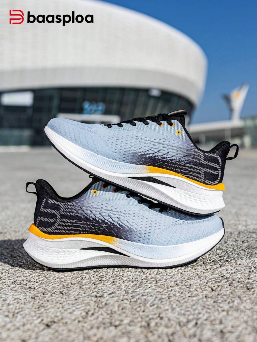 baasploa Men's Professional Carbon Plate Racing Shoes, Lightweight Breathable Bounce Marathon Training Running Shoes - Blue - View 1
