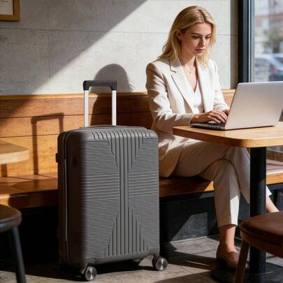 24 Inch PP Hard Shell Luggage With Non-TSA Customs Lock, Lightweight Durable Rolling Trolley Suitcase For Travel Business Trip, Dark Gray Luggage Suitcase Travel Luggage Suitcases Travel Luggage Suitcase Bag Large Capacity Luggage With Wheels Cruise Essentials Travel Essentials Holiday Essentials Vacation Essentials