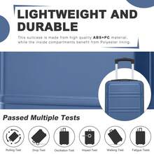 Maleta de cabina de 15 pulgadas 40x30x20 cm, equipaje bajo el asiento, carcasa rígida de ABS/PC, 4 ruedas giratorias de 360° extraíbles, cerradura de 3 dígitos, carrito de viaje ligero y pequeño para vacaciones de Navidad y Año Nuevo, viajes en solitario, escapadas de fin de semana a la ciudad, viajes de negocios, mujer, hombre - Azul marino + negro - Ver 6