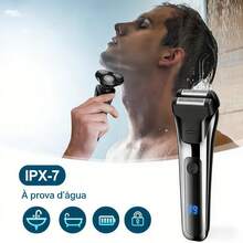 Men's 3-In-1 Cordless Electric Shaver With 3 Rotary Blades, Wet And Dry, For Beard, Nose And Face, Waterproof - 黑色 - 查看 6
