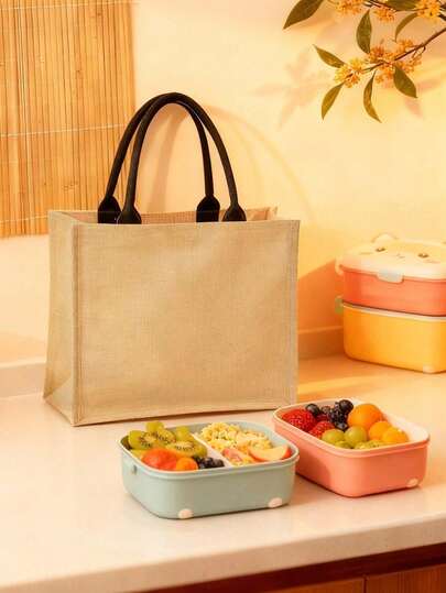 1pc Extra Large Capacity Lunch Bag, Waterproof Portable Camping Lunch Tote Suitable For Women/Men/Adults, Reusable Lunch Bag For Work, Picnic, Outdoor, Lunch Bag, Fashionable Carry Tote Bag, Large Capacity Bento Box Bag, Picnic Bag, Lunch Bag, Lunch Box Bag For Office Workers, Students, Multiple Colors