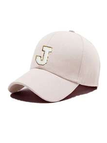1pc Adjustable Breathable Embroidered A-Z Letter Baseball Cap, Fashion Curved Brim Sun Hat Suitable For Outdoor Sports, Golf, All Seasons,Summer,Beach,Holiday,Travel - Beige - View 7