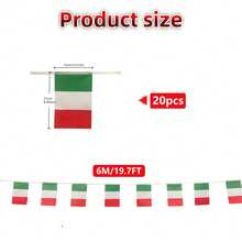 20/25/30pcs Italian String Flag, 5.5x8.2in, 19.7/26.2/32.8ft Small Italian Flag Pulling Flags, Polyester, Suitable For Events, Parties, Business, Sports, Festivals, Home Decor, Yard Decor, Outdoor Decor, Republic Day Decor - A - View 12