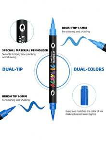 Bộ bút vẽ màu acrylic 24/48/72/96/144/240 màu, 12/24/36/48/72/120 bút vẽ màu acrylic hai đầu, hai màu, thích hợp cho giấy, thủy tinh, sỏi, kim loại, nhựa, gỗ, trứng, gốm sứ, vải. - Nhiều màu - Xem 10