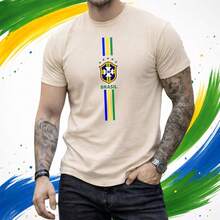 Brazil World Cup Soccer T-Shirt - New Release - 100% Cotton - 米色 - 查看 2