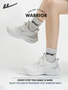 WARRIOR 女式时尚复古运动鞋，春秋季舒适跑步鞋，简约休闲又不失时尚感，四季皆宜，耐磨耐穿，适合全天穿着的训练运动鞋，小白鞋 - 白/灰 - 查看 5