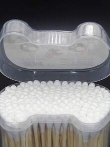 1 låda söt bomullspinne tecknad låda enkel och hållbar bomull öronpinnar enkelt och trendigt heminredningsartiklar bomullspinnar kosmetika hjälpverktyg - Vit - Visa 8