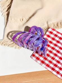 1个/8个装大理石纹休闲ABS塑料大理石南瓜发夹，高品质多功能鲨鱼爪发夹，女士适用 - 彩色 - 查看 11