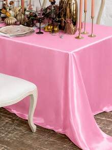 两件套缎面桌布,纯色光滑面料长方形桌布,婚礼装饰,浅粉色婚礼桌布,粉色主题生日装饰,生日房间装饰桌布,宴会装饰,派对活动装饰,婚礼派对装饰,家居装饰,餐桌装饰,桌布,派对礼物,厨房装饰桌布 - 粉色 - 查看 11