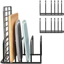 厨房砧板收纳架家用多功能橱柜收纳架，适用于烘焙用具和餐盘 - 黑色 - 查看 2